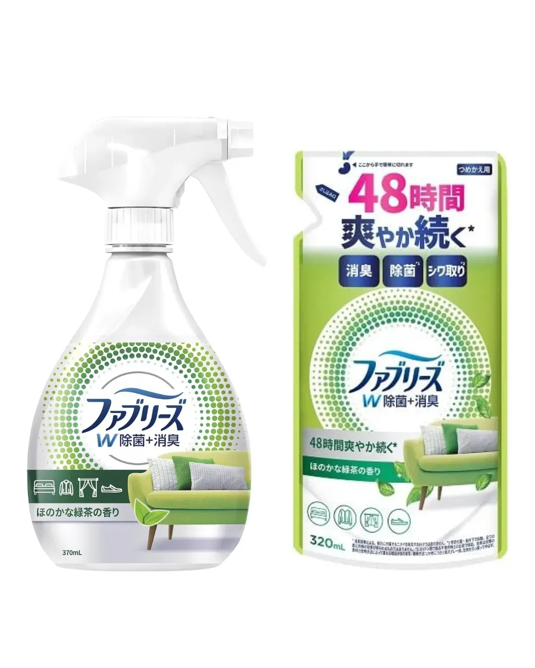 Febreze Clothes and Fabrics Deodorizing Spray, Main Body, 370ml + Refill, 320ml